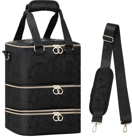Organizador Esmaltes de Uñas,3 Capas Organizador Pintauñas de Almacenamiento Portátil,Bolsa para Esmalte de Uñas con Compartimento,Maletin Manicura para 60 Botellas Uñas y Lámpara de Uñas