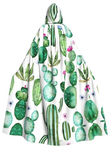 bghdfa Cactus Flower Print Long Cape, Hooded Cape, Hooded Witch Cloak For Christmas Carnival Cosplay Costumes