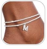 Astravia Fußkettchen für Damen, 925 Sterling Silber, Buchstaben Fussketten mit Anhänger, Silber Fußkette Verstellbar, Personalisierte Alphabet Fußkette, Sommer FußSchmuck Geschenk für Frauen