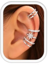 LOLIAS 4Pcs Ear Cuff No Piercing for Women Silver Ear Cuff Earrings Clip On Earring Adjustable Cartilage Helix Earring Hypoallergenic Fake Piercings Earrings Stack for Sensitive Ear