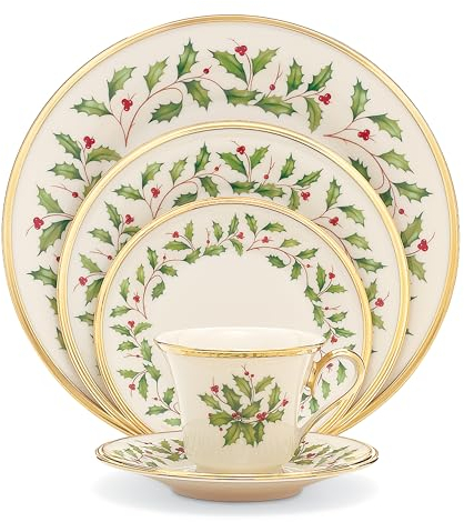 Lenox 146590600 Holiday 5-Piece Place Setting, Christmas Drinkware Set, Hosting