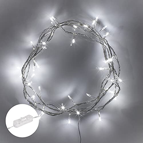 Lights4fun Indoor String Fairy Lights with 100 White LEDs on 8m Clear Cable Plug in with Rocker Switch