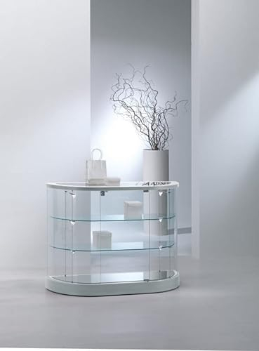 Vitrine Standvitrine Halboval Showcase Werkbank Glas Geschäft oder Haus mit Beleuchtung