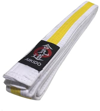 Budodrake Aikidogürtel mit Aikido-Label weiß-gelb
