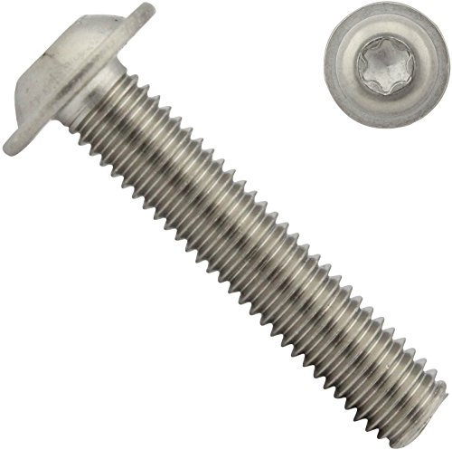 Linsenkopfschrauben mit Flansch und Innensechsrund (ISR) - M10x25 - (50 Stück) - ISO 7380-2 TX - rostfreier Edelstahl A2 V2A - Vollgewinde - Flanschschrauben - Flachkopfschrauben - SC7380-2TX