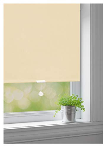 JalousieCrew Springrollo Classic Mittelzugrollo Schnapprollo Rollo Creme beige Breite 60-220 cm Länge 180 cm und 230 cm Blickdicht Blickschutz (80 x 180 cm)
