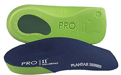 PRO 11 WELLBEING 1 Pair of Slim Fit 3/4 Orthotic Insoles with Heel Pad for Plantar Fasciitis (7/8.5 UK, Green)