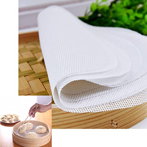 Rolin Roly 5Pcs Bamboo Steamer Liners Silicone Steamer Mat Round Reusable Steamer Liner Dumpling Mesh Non-Stick Steamed for Baking Paper Circles Pastry Dim Sum 28cm