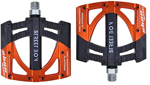 Evetin 9/16 Zoll Flat Plattform Pedale Ultra-Light MTB BMX Rennrad Trekking Anti-Rutschpedale Fahrrad Pedale Street Boy (Orange)