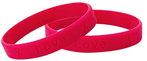 5 Pack Burgundy Ribbon Silicone Bracelets/Wristbands – Burgundy Bracelets for Myleoma Awareness, Sickle Cell Anemia, Meningitis Awareness, Hospice Awareness & More