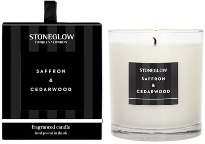 Stoneglow Modern Classics Bougie dans un pot en verre – Différents parfums (safran et bois de cèdre)