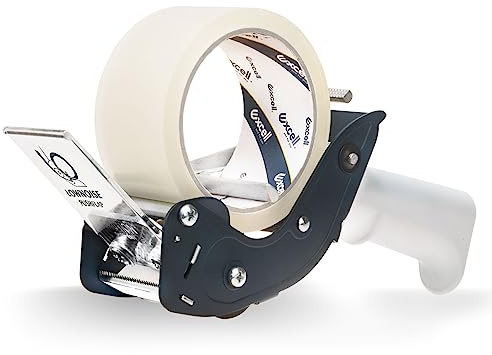 Excell Geräuscharmer Paketbandabroller, 48 mm, mit Band | Einziehbare Sicherheitsklinge, 1 transparentes Band 48 mm x 54,6 m, für Versand, Umzug, Büro und Lager.