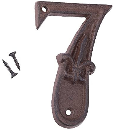 GORGECRAFT 4.4 Pollice Numeri Civici in Ghisa Numeri di Indirizzo Numeri di Casa in Metallo Rustico Numeri di Caselle di Posta Numeri di Porte per Esterni con Viti, Numero 7