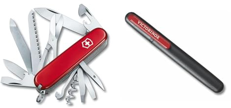 Victorinox Schweizer Taschenmesser Ranger, Swiss Army Knife & Dual-Messerschärfer Outdoor, Taschenmesser Schärfer, Schleifstein klein, schwarz