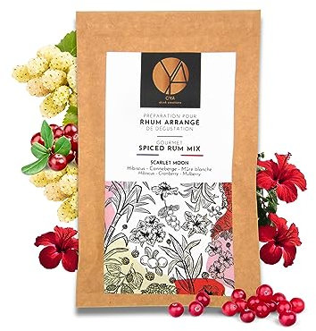 OYA - Préparation pour Rhum Arrangé de Dégustation SCARLET MOON - Cranberry, Mûre Blanche, Hibiscus (pour 70cl de rhum) - Idée Cadeau Noël Secret Santa