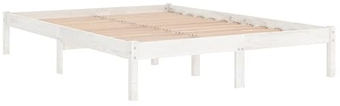 vidaXL Kiefer Massivholzbett Bettgestell Bett Holzbett Doppelbett Futonbett Bettrahmen Schlafzimmerbett Schlafzimmermöbel Weiß 140x200cm