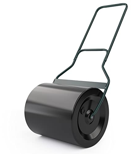 COSTWAY 48L/60L/63L Garden Grass Roller, Large Capacity Lawn Push Rolling Tool, Heavy Duty Drum & Removable Drain Plug, Fill with Water or Sand, Premium Galvanized Steel (60L, Green+Black)