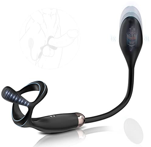 Dreieckiger Penisring Analplug Sex Spielzeug mit 10 Vibrationsmodi, Dehnbar Silikon Analvibratoren Prostata Vibratoren Mann Buttplug Cockring Extrtem Sextoys