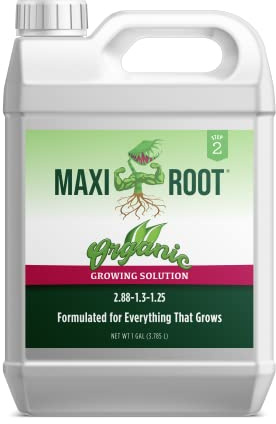 MAXIROOT Organic Growing Fertilizer 1 Gal, CDFA Organic Registered. Plant Care Fertilizer for Vegetable Gardens Like Tomato, Cucumber, Squash, Beans and All Other Plants