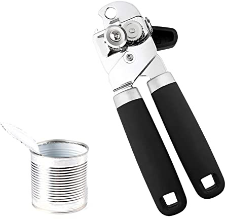 Abrelatas de acero inoxidable de 5 Uds | Abrelatas manual multifuncional - Abrelatas de cocina Abrelatas de cocina Instrumento de cocina liso continuo tallado continuo protección botón grande para