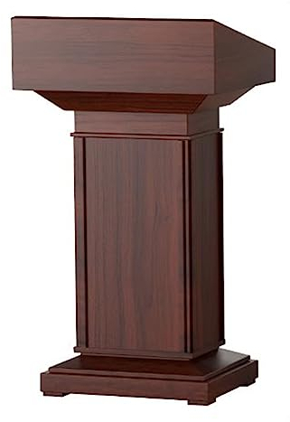 RENLXFI Rednerpult Stehpult Podium Hölzerne Kirchenkanzel, 47 Zoll abgeschrägter Podiumsständer für Klassenzimmer, Büro, Schule und Hochzeiten, bodenstehender Empfangstresen