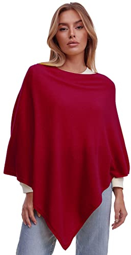 Glamexx24, poncho da donna in maglia, tinta unita, cappotto in maglina fine XXL, pullover, sciarpa a tracolla, eleganza, stile e comfort per primavera e autunno, Made in Italy