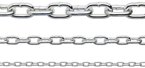 Constrabo® | Chaîne en acier inoxydable à maillons courts DIN 766 | 0,5 m Ø 3 mm | Acier inoxydable 316 (V4A) | Chaîne en acier inoxydable vendu au mètre - Chaîne à maillons ronds - Chaîne de