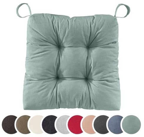 sleepling 4er Set Stuhlkissen, Sitzkissen Eva für Indoor und Outdoor, mit Klettverschluss, 100% Polyester, Made in EU, Maße: 40 (vorne), 35 (hinten) x 38 x 7 cm, türkis