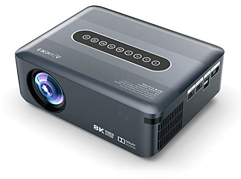 TsoLay LED Smart Projector, 1080P Full HD Video Projector with WiFi and Bluetooth, 4D/4P Trapezoidal Correction, Colorful Atmosphere Lights, Smart Wireless Projection, for Family Bedroom and Outdoors