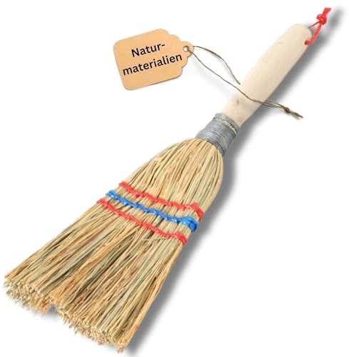 Novatool Petit balai de voyage avec manche court de 28 cm - Balai de paille pour enfants - Balai de sorcière - Petit balai de jardin - Idéal comme balai pour enfants et balais de camping