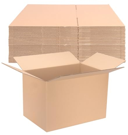 verpacking Faltkarton mit Grifflöchern 585 x 385 x 380 mm Braun (Außenmaß 600 x 400 x 400 mm) variable Höhe bei 200/300 mm KK 107G 2-wellig BC-Welle Umzugskarton doppelwandige Karton (5 Stück)
