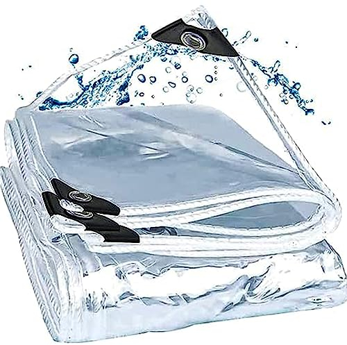Transparente, strapazierfähige Plane, 2 x 2 m, 2 x 3 m, 3 x 4 m, 5 x 6 m, wasserdichte, transparente PVC-Plane mit Ösen, Abdeckfolie, winddichter Vorhang für Zuhause, Garten, Outdoor, Camping (Size :