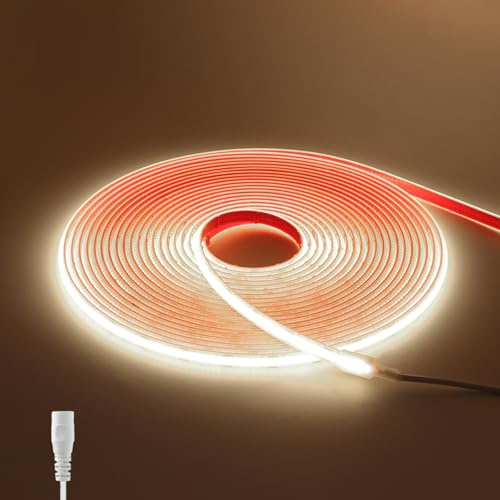 HEGEHE Striscia LED COB in silicone 320 LEDs/m, 12V impermeabile flessibile strisce luminose FCOB CRI85+ 1M bianco naturale 4000K uniforme senza punti scuri decorazione per camera da letto e cucina