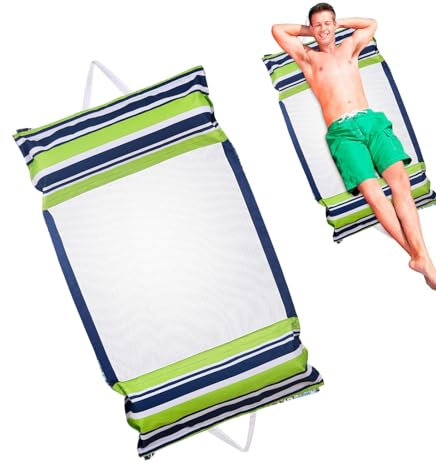 Hängematten-Poolschwimmer, Poolschwimmer für Erwachsene, Aufblasbarer schwimmender Hängemattenstuhl für Schwimmbecken, Faltbare Wasser-Schwimmhängematte mit Farbmuster, Fluss-Schwimmliege für
