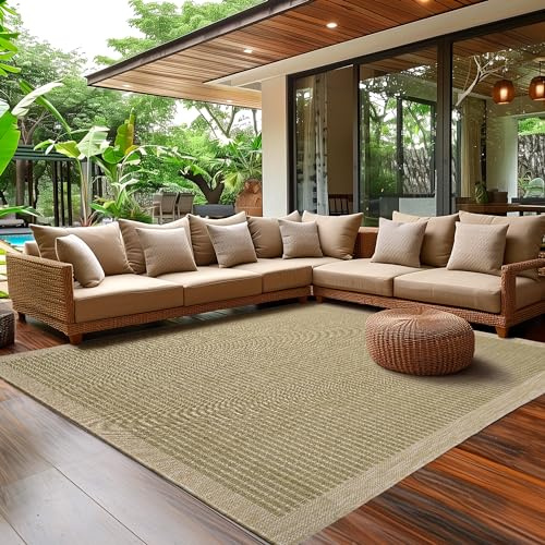 SIMPEX In- & Outdoor Teppich Wetterfest 140 x 200 cm Einfarbig Grün - Waschbar, Wasserfest, Pflegeleicht und Flachgewebe - Ideal für Balkon, Garten, Terrasse und als Küchenteppich