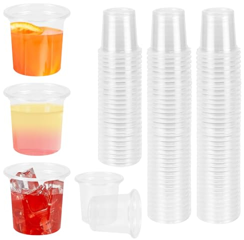 ADERTOS 200 PCS Plastic Shot Glasses 20ml/2cl Mini Shot Glasses Crystal Clear Shot Cups Reusable Sample Tasting Cups Shatterproof Stackable Shot Glass for Parties Festival, Drinking Games