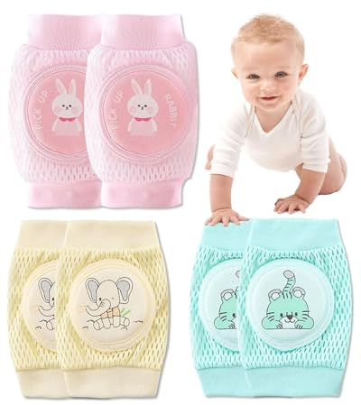 AORHOFJ Baby Krabbeln Knieschoner, knieschoner baby,3 Paar Atmungsaktiv Anti-Rutsch Elastische Baby Knieschützer Unisex Baby Kleinkinder Knieschützer für 0-3 Jahre alt Jungen und Mädchen