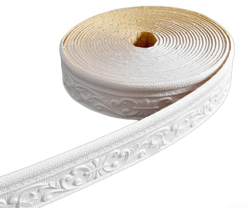 HEBEOT Wandverkleidung, Sockelleisten, Dekoration, Sockelleiste, schneiden Sie die Länge nach Belieben für Küche Badezimmer Sockelleiste 9,2 m x 7,5 cm (weiß)
