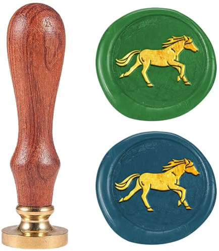 DELORIGIN Wachssiegelstempel Mit Laufendem Pferd 25mm Siegelstempel Personalisiert Wachssiegel Abnehmbarer Messingkopf Siegelstempel Mit Holzgriff Für Umschläge Grußkarten Einladungen