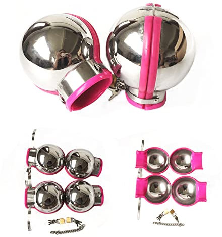 Soarvlorfy Multi Farben Volle Abdeckung Handgelenk Manschetten Handcuffs Bondage Fesseln Metall Ball Faustform Handschellen BDSM Fetisch Sklave Sex Spielzeug für Frauen Männer,Rosa,Female