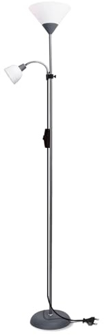 Blendend Lámpara de pie de dos cabezas E14 y E27, diseño moderno, ideal para decoración y iluminación de espacios interiores.