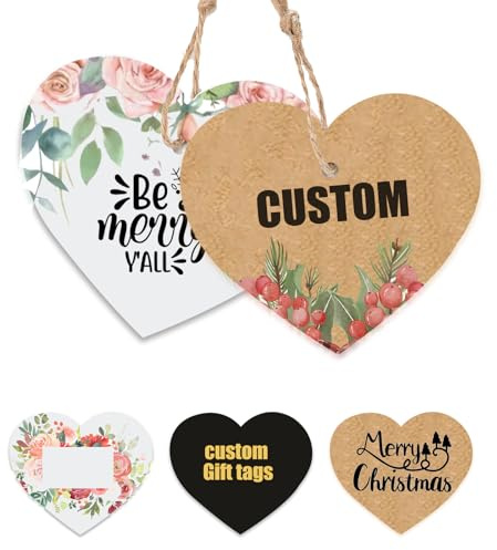 Personalisierte Geschenkanhänger, personalisierte Herzanhänger mit Ihrem Business-Logo, herzförmig, kleine Karte, Party-Dekoration, Papier-Geschenkanhänger für Geburtstag, Hochzeit, Weihnachten
