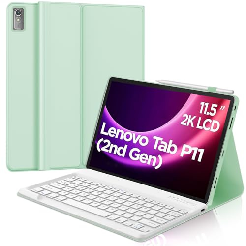 WINCHKING Funda Teclado para Lenovo Tab P11 (2nd Gen) 11.5 Pulgada | Desmontable Magnético Teclado Bluetooth, Funda para Lenovo Tab P11 2023 con Soporte, QWERTY Español Ñ, Verde