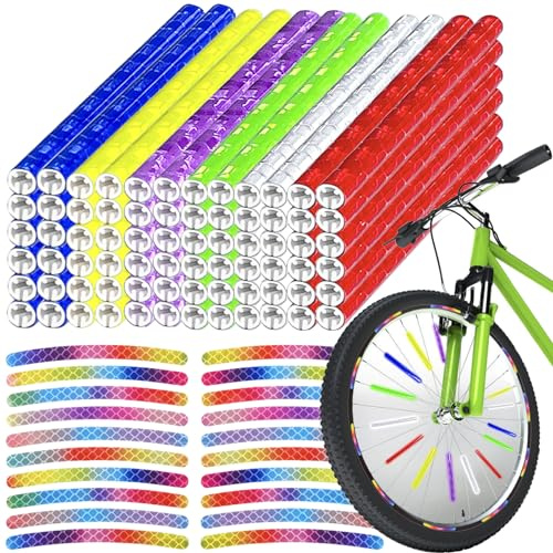 VUL Speichenreflektoren Fahrrad, 92 Stück Reflektoren Fahrrad, 6 Farben Speichenreflektoren Set Farbe Fahrrad Reflektoren Aufkleber, 360° Sichtbarkeit Fahrrad Zubehör