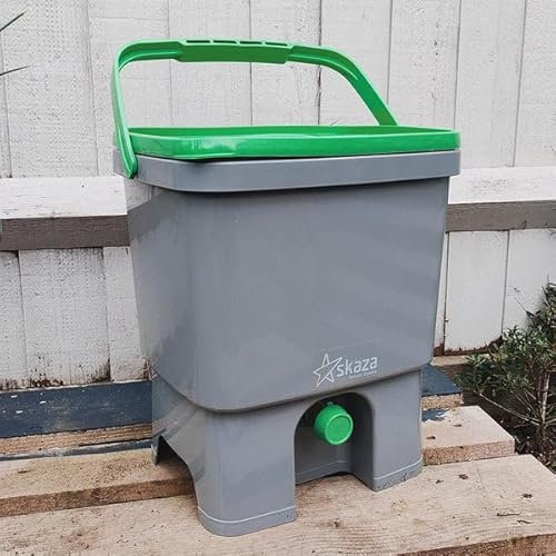 Wiggly Wigglers Bokashi Compost Bin Kit 16l Indoor Composting Bins With Odourless Air-tight Lid & Bokashi Bran (1 Grey & Green Bin With 1 Kg Bokashi Bran)