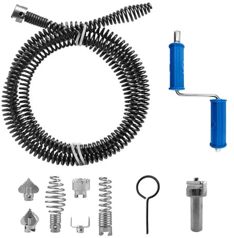 Spirale per la Pulizia dei Tubi da 2 * 3 Metri, Diametro Spirale da 12mm con Adattatori Elettrici e Manuali, Pozzo per la Pulizia dei Tubi Multifunzionale Scovolino Efficiente per Cucina e Bagno