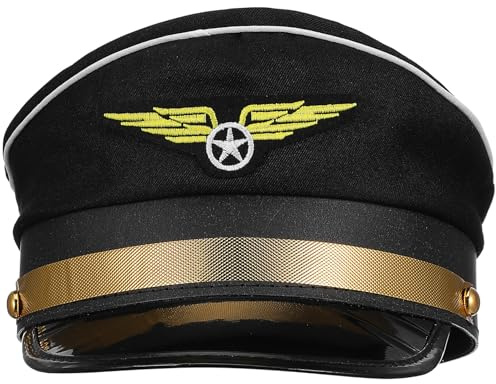 NUOBESTY Pilot Hut Für Erwachsene Lifelike Pilotenmütze Für Kostüme Halloween Partys Und Dekoration Verstellbare Schwarze Pilotenmütze Für änner Und Frauen Authentischer Look Für