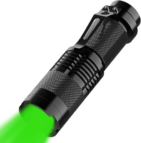 HYVCZP Lampe de poche LED verte, éclairage réglable, 4 modes, super lumineuse, étanche, petite et légère pour coupure de courant, urgence, camping, randonnée