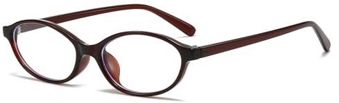 LJCZKA Ovale Blaulichtfilter Brille Damen Herren, Katzenauge Computerbrille Ohne Stärke y2k Kleine Oval Brille Anti-Müdigkeit für Handy, PC und TV (Dunkel Braun)
