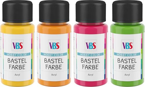 VBS Bastelfarben-Set Blooming Spring 4 x 50 ml - Acylfarbe zum Basteln, DIY, Malen, geruchsneutral, wasserfest, kreatives DIY